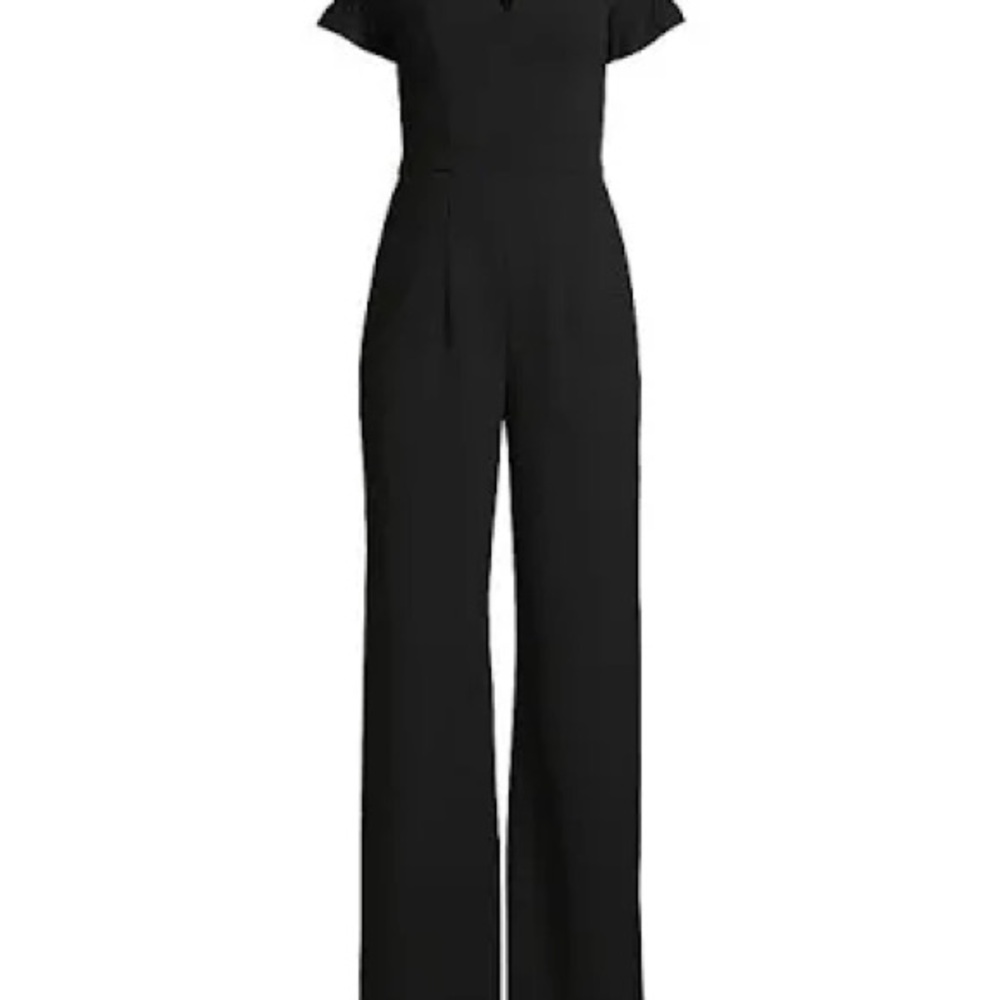 Black Halo Black Short-Sleeve Wide-Leg Jumpsuit - Picture 4 of 10